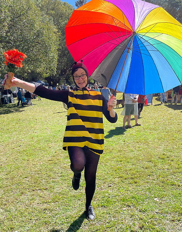 M.J.Gibbs | Children's Book Author, Poet, Educator | Marg dressed as a bumblebee